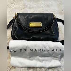 Mark by Mark Jacob Natasha Black Leather Crossbody Bag with Gold Hardware